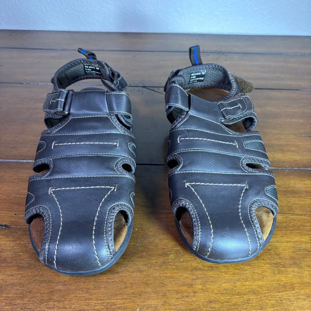 Nunn Bush Fisherman Sandals Mens 11M Brown Closed Toe Memory Foam‎ Hiking